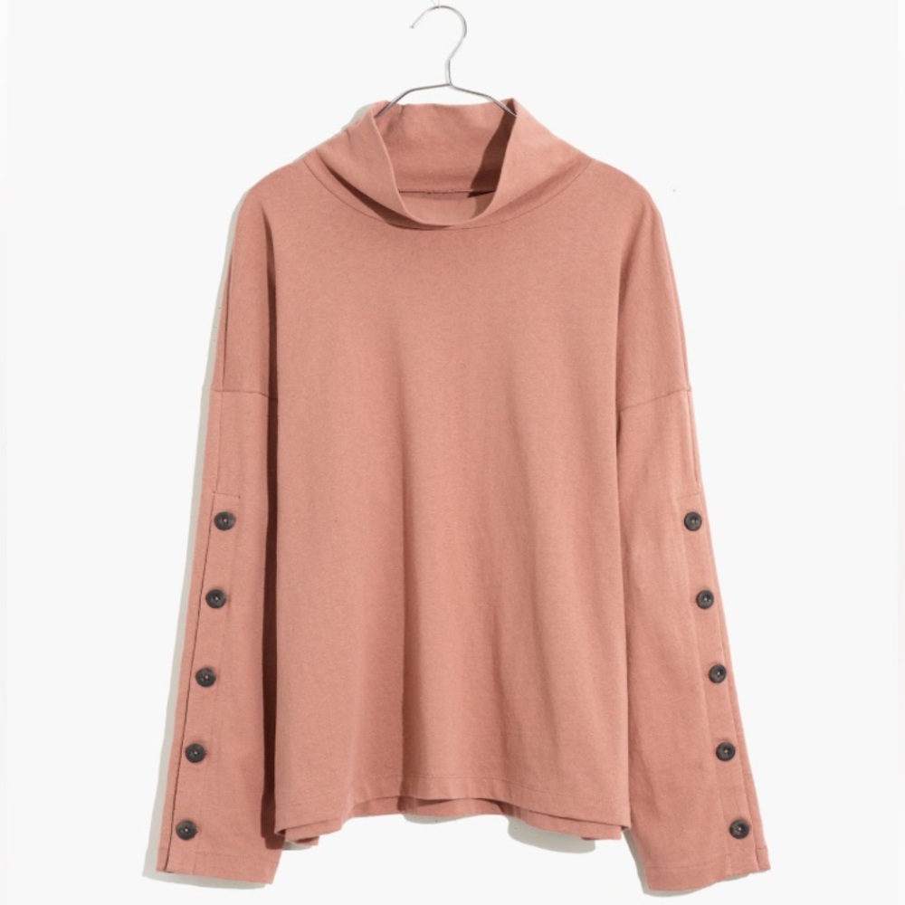 Madewell Button-Sleeve Turtleneck Top - Picture 1 of 10